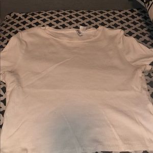 White Divided Ribbed Tee